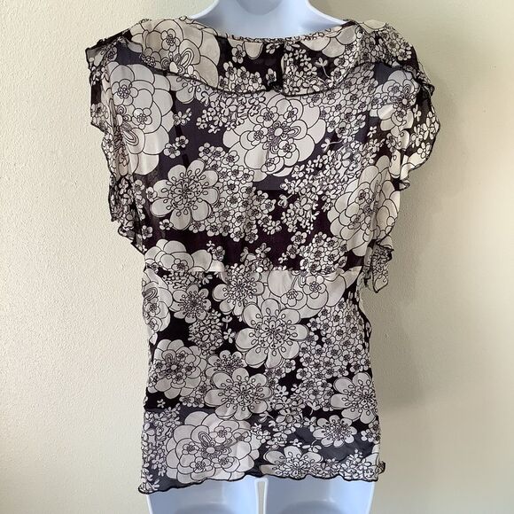 Rogue Romantic Y2K Whimsigoth Witchy Fairy Grunge Floral Ruffle Blouse Medium - Picture 6 of 14